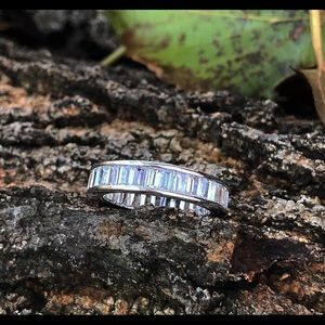 white gold finish baguette eternity ring